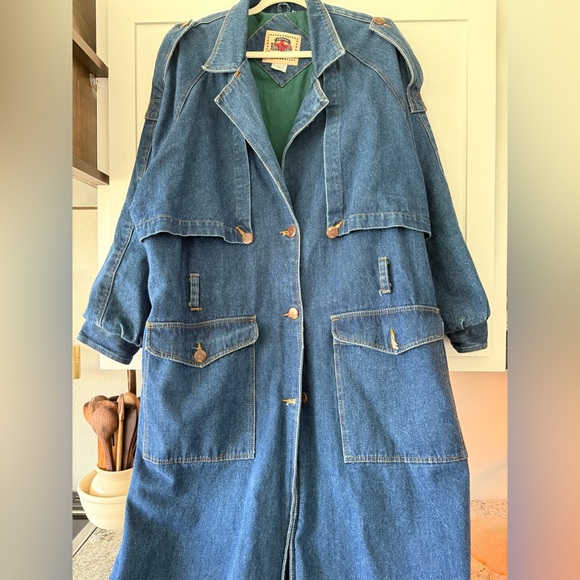 Vintage Big Creek Denim Trench Coat| Oversized Long Jacket| Western Duster - Picture 3 of 7
